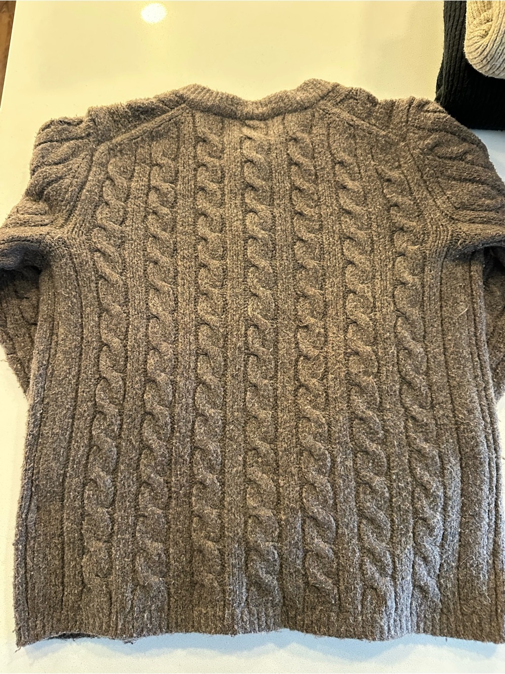 Abercrombie & Fitch Chocolate Brown Cable-Knit Button Cardigan - Picture 8 of 10